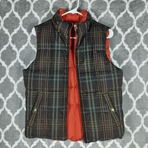 Ralph Lauren Vest Womens Small Brown Plaid Down Puffer Reversible Quilted *Read